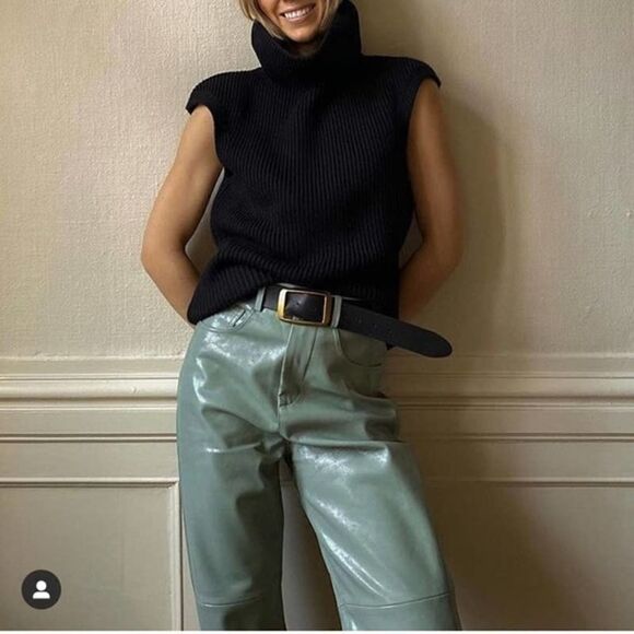 Mango Faux Leather Pants Blogger Favorite High Waist - Picture 3 of 9